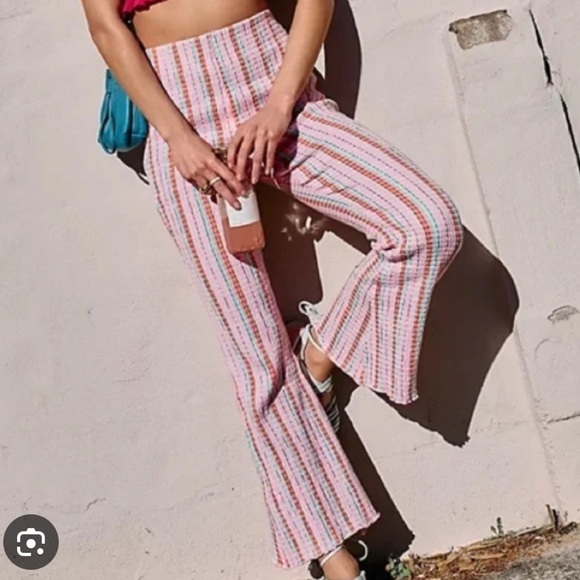 Free People Cropped Multi Color Stretch Pants XS - Picture 3 of 8